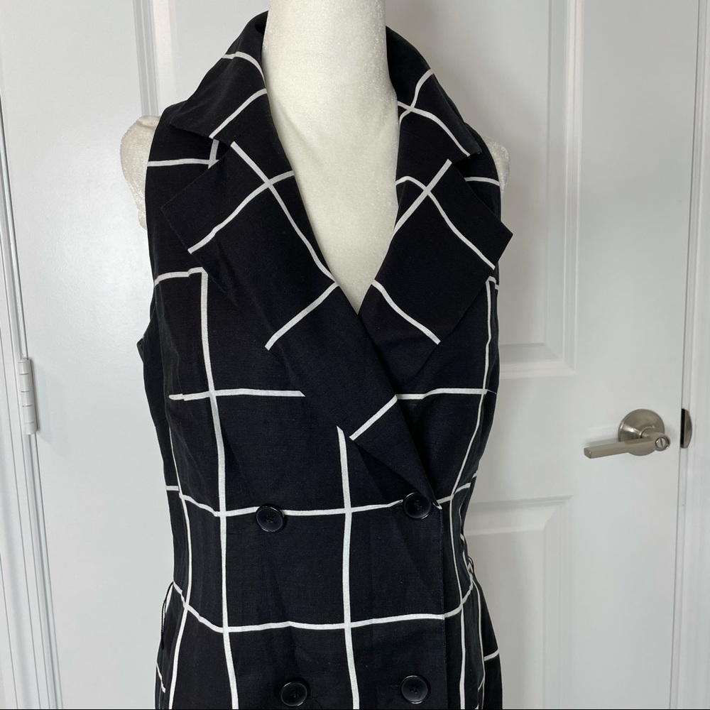 Talbots Linen Windowpane Linen Sleeveless Dress - Picture 5 of 9